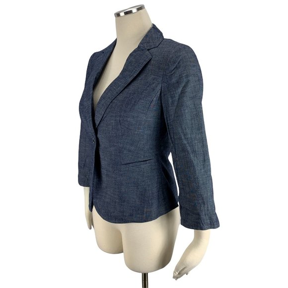 The Limited XS Blazer Jacket NWT 0 1 2 Denim Blue $125 Career Workwear - Picture 2 of 7